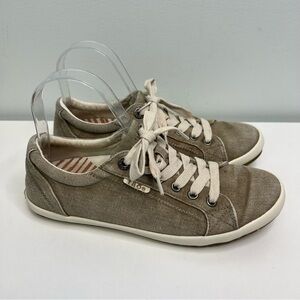 TAOS Star Canvas Sneakers Womens US 8 EU 38 STA-12844 Tan Khaki Shoes Lace Up